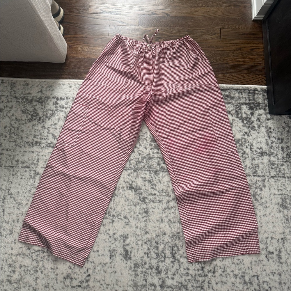 donni Taffeta Gingham drawstring silk pants